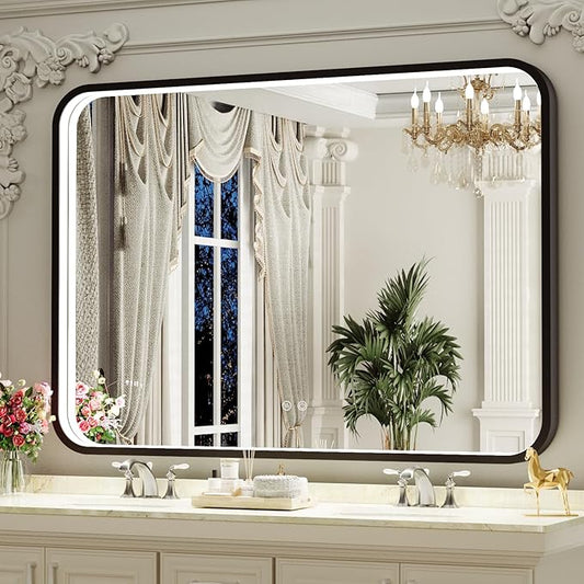 40X30 Inch Black Bathroom Mirror