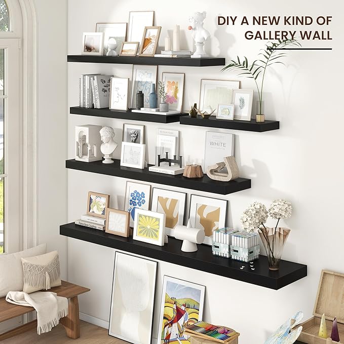 Venusmiles Floating Shelves for Wall 55 inch Long, Engineered Wood Large Wall
