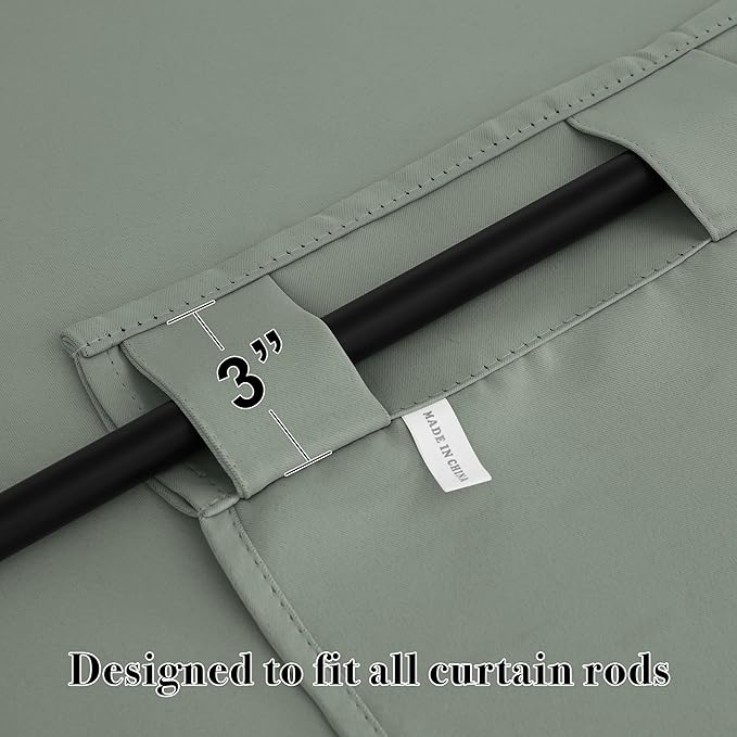 RYB HOME Sage Green Kitchen Curtains, W 34 x L 36 Inches, 2 Panels