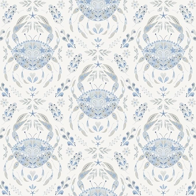 NuWallpaper by WallPops Blue Shellby Peel & Stick Wallpaper