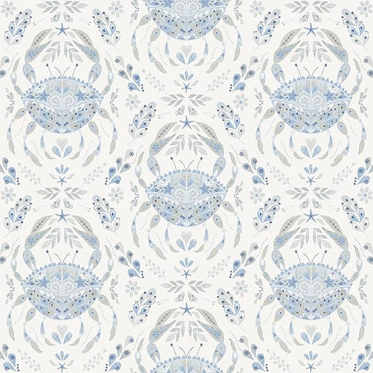 NuWallpaper by WallPops Blue Shellby Peel & Stick Wallpaper