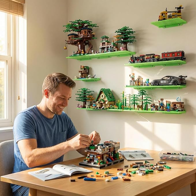 12 Wall Display Shelf for Lego Bricks, 4x5 inch Dual-Sided Floating Shelves