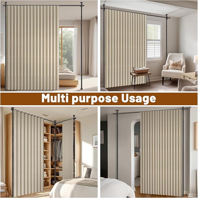 100% Blackout Room Divider Curtains Sets Beige W100 x L96 in, 1 Panel Curtain