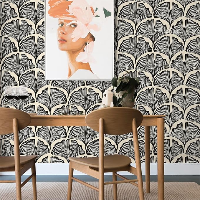 Tempaper x Novogratz Zebra Black Feather Palm Removable Peel and Stick Wallpaper
