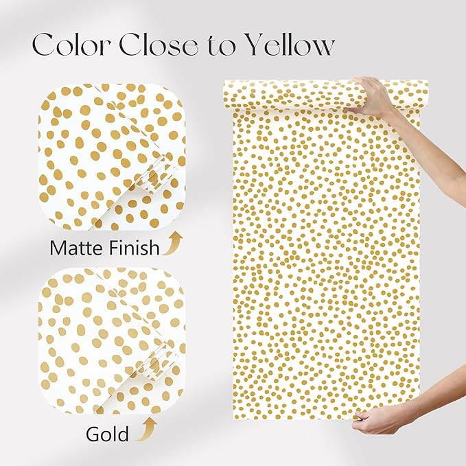 Jeweluck Yellow Polka Dot Wallpaper Yellow and White Peel and Stick Wallpaper