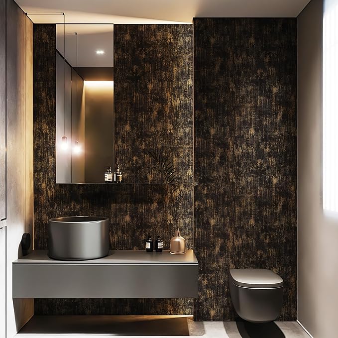 JiffDiff Vintage Metallic Peel and Stick Wallpaper Self Adhesive Industrial