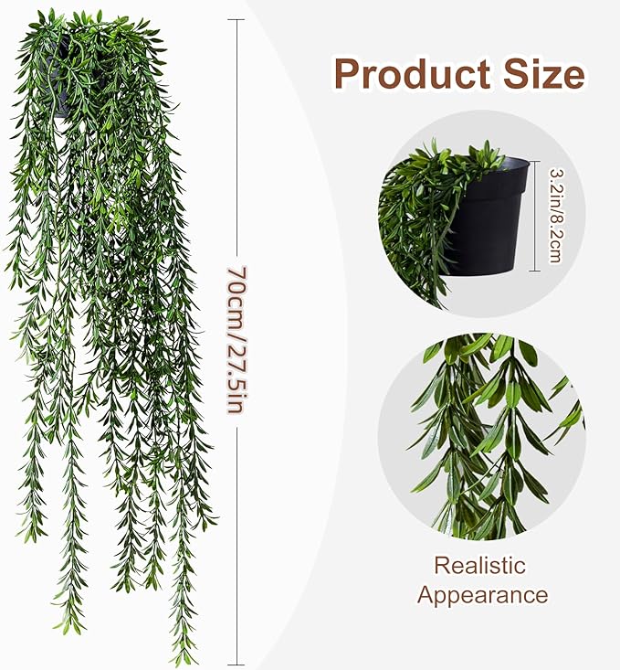 Artificial Hanging Plant 2 Pcs Faux Plant Ivy Vine Faux Eucalyptus Vines Fake