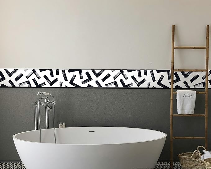 FLFK Black and White Design Wallpaper Border