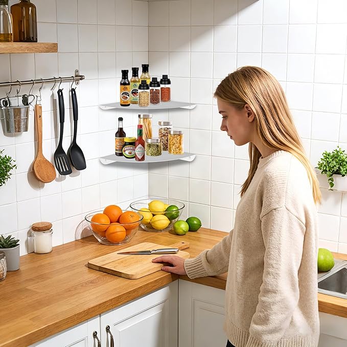 Corner Shelf Wall Mount, Floating Corner Shelves, Corner withs Wire Hole