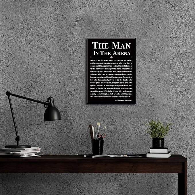 Howwii Office Wall Art Inspirational Decor The Man in the Arena Framed