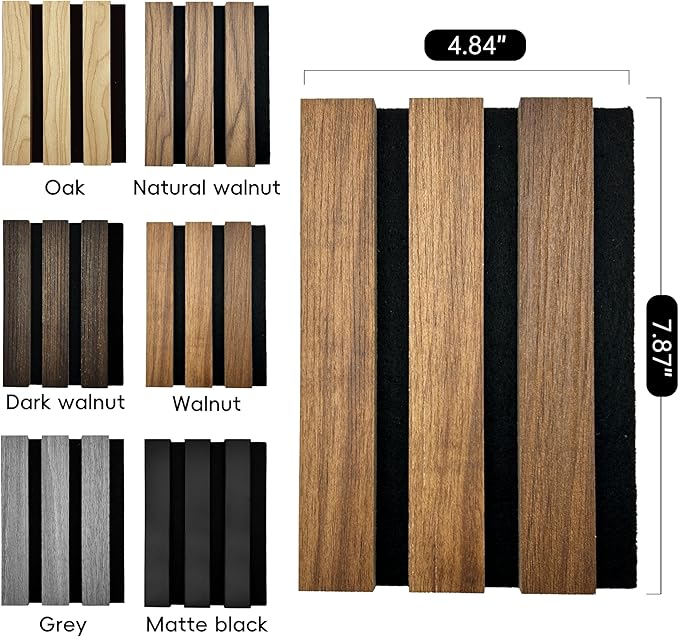 RITOLLO Wood Panels for Wall 4.92"×7.68" Acoustic Panels for Interior Wall Decor