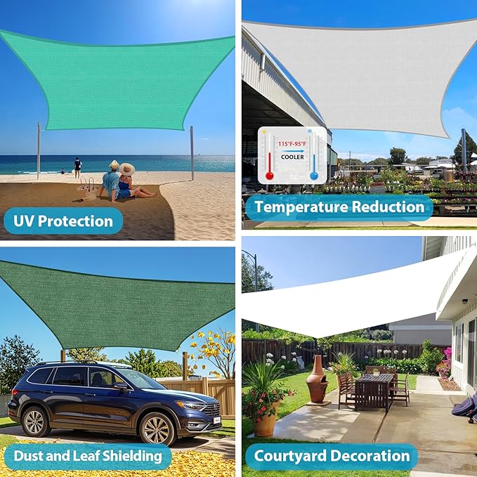 Amagenix Sun Shade Sail 11'X11' Curved Edge Outdoor Shade Canopy Blue Breathable 95% UV Block Shade Cloth for Patio Garden Backyard (We Make Custom Size)
