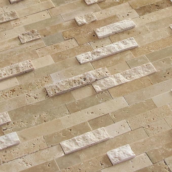 SUNWINGS 5-Sheet Peel and Stick Mosaic Natural 3D Stone Self Adhesive Marble