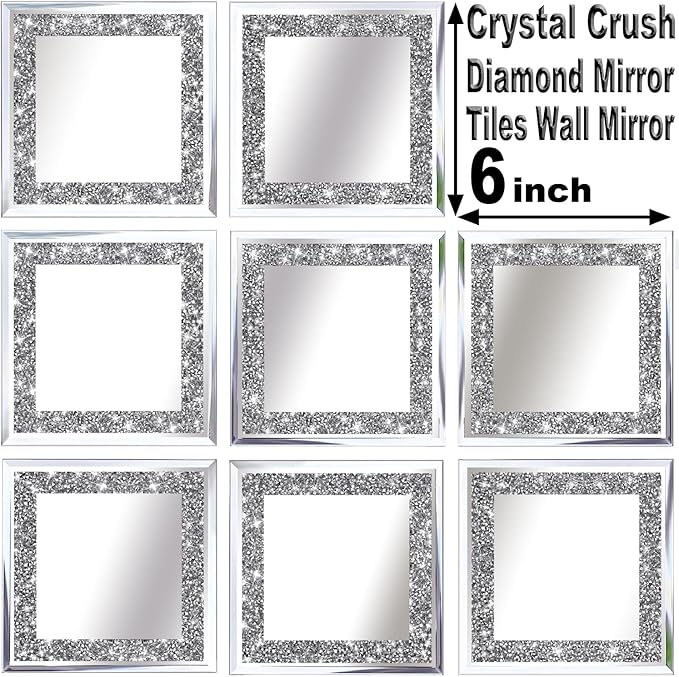 Crush Diamond Mirrors Wall Decor 6inch Mirror Tiles