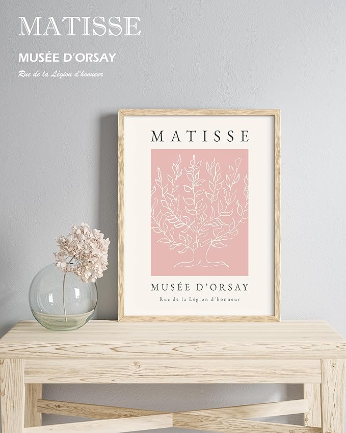 HesenDot Unframed Pink Wall Art Set of 3, 12x16in Matisse Canvas Prints