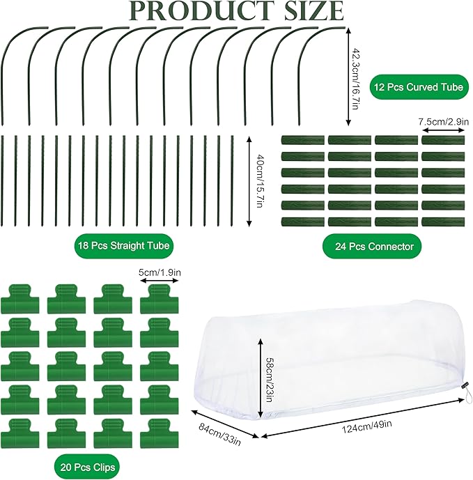 Fayoo Garden Netting for Raised Beds with 60 Garden Hoops, 2 Pack Raised Garden Bed Cover, 0.04in Ultra Fine Mesh Bird Netting Pest Barrier for Vegetables Fruits, DIY Plant Support Kit with 20 Clips