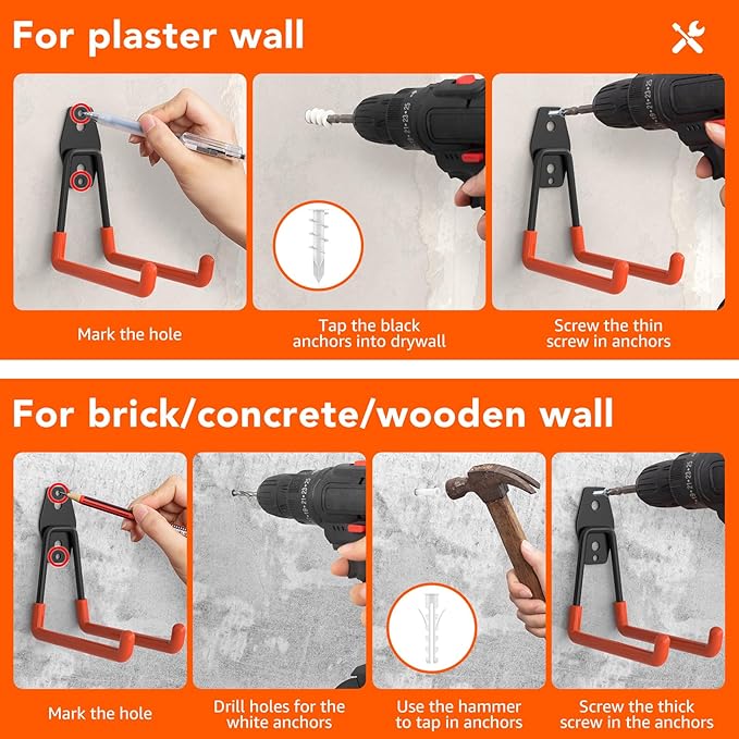 42 Pack Garage Hooks with Anti-Slip Coating Heavy Duty Wall Mount Hooks