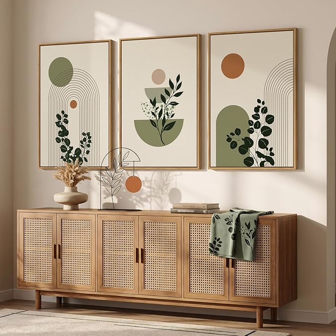 3 Piece Large Framed Abstract Boho Wall Art