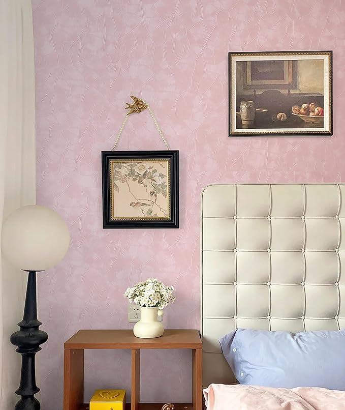 Yasinet 196.8×17.3" Pink Peel and Stick Wallpaper, Ultra-Strong Adhesion Wall