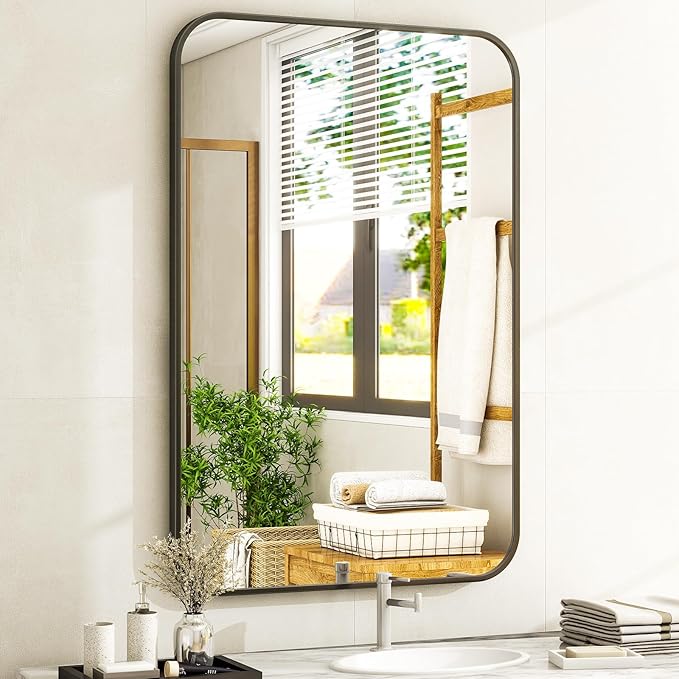 Easly 20 x 28 Inch Bathroom Mirror, Rounded Rectangular Vanity Mirror