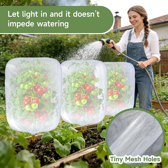 Bird Netting for Blueberry Bushes, 3 Pack 4.9 X 3.2 Ft Cicada Netting for Fruit Trees, Blueberry Bush Netting Cover, Protective Garden Plant Covers for Tomatoes, Flowers, Vegetables