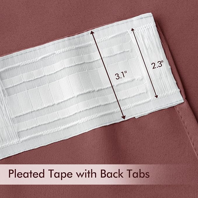 MIULEE Dusty Rose Back Tab Blackout Curtains 72 Inches Long 2 Panels Set