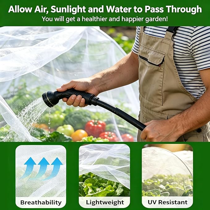 Garden Netting Pest Barrier 4x10FT Ultra Fine Insect Netting for Garden Raised Beds, Plant Net Mesh Cover for Garden Protection, Bird Bug Net, Greenhouse Row Cover Nets for Vegetables Fruits Flowers