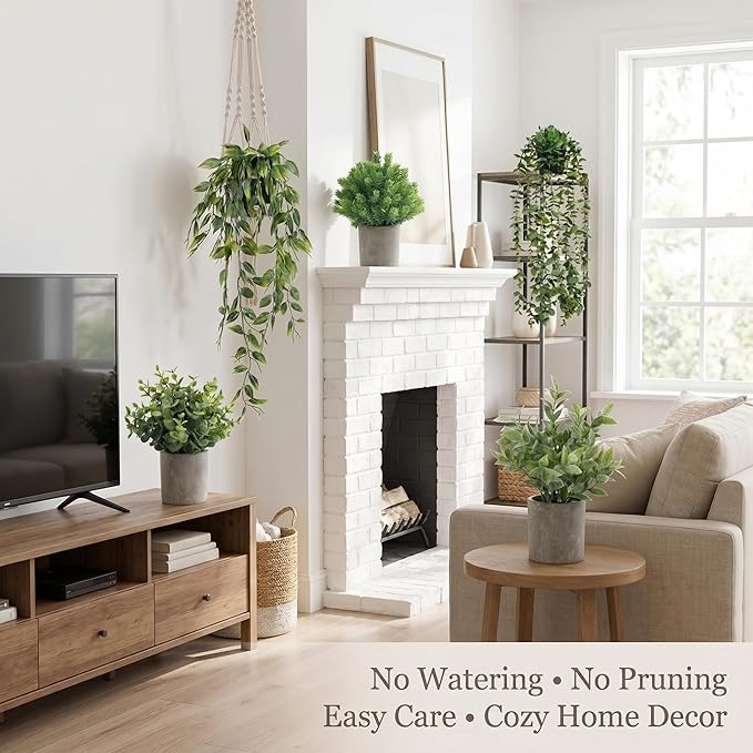5 pcack Fake Hanging Plants for Wall Home Room Office, Small Fake Plants Decor