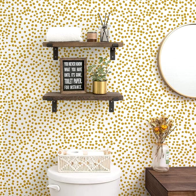 Jeweluck Yellow Polka Dot Wallpaper Yellow and White Peel and Stick Wallpaper
