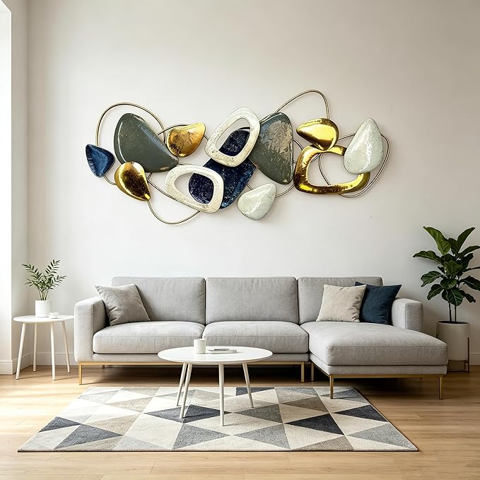 Roivikis Large Metal Wall Art Decor, 3D Abstract Stone-inspired Handcrafted Modern Wall Sculptures for Living Room, Bedroom, Entryway 59" x 24"