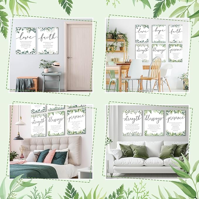 Sacubee 6 Pack Acoustic Christian Art Panels 12" x 16" Faith Hope Love