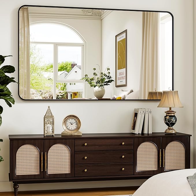 Easly 30 x 48 Inch Bathroom Mirror, Rounded Rectangular Vanity Mirror