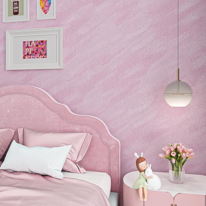 ReWallpaper 30inX16.5ft Peel and Stick Velvet Wallpaper Pink Velvet Flocked