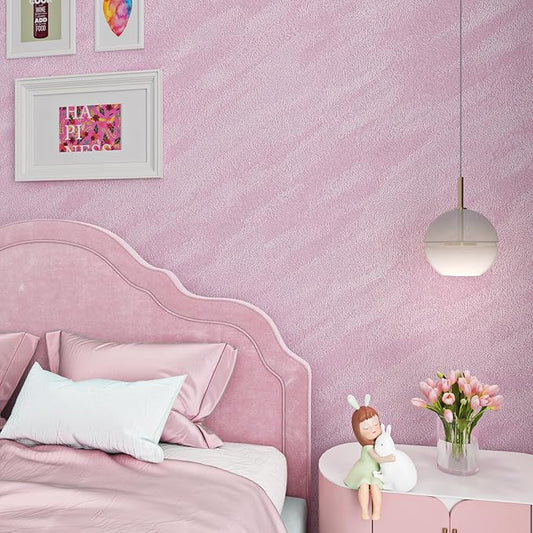 ReWallpaper 30inX16.5ft Peel and Stick Velvet Wallpaper Pink Velvet Flocked
