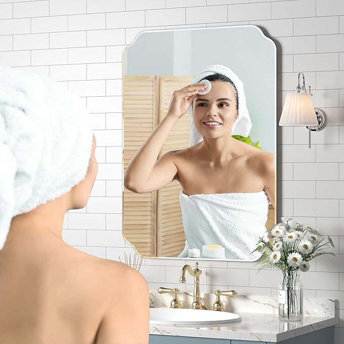 Bathroom Mirrors for Over Sink, Frameless Mirrors for Wall, 24x32 Inch Beveled
