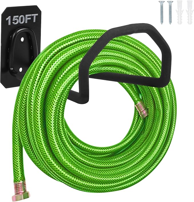 PeoMev Garden Hose Holder Wall Mount - Heavy Duty Water Hose Holders for Outside, Metal Hoses Hanger Sturdy Hose Reel Hooks for Garden