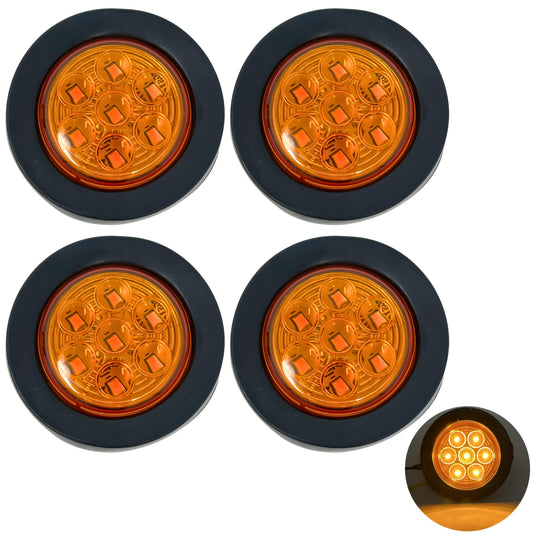All Star Truck Parts 4pc LED Clearance Marker Lights 2in Amber Waterproof IP67 Model ASTP2056A4