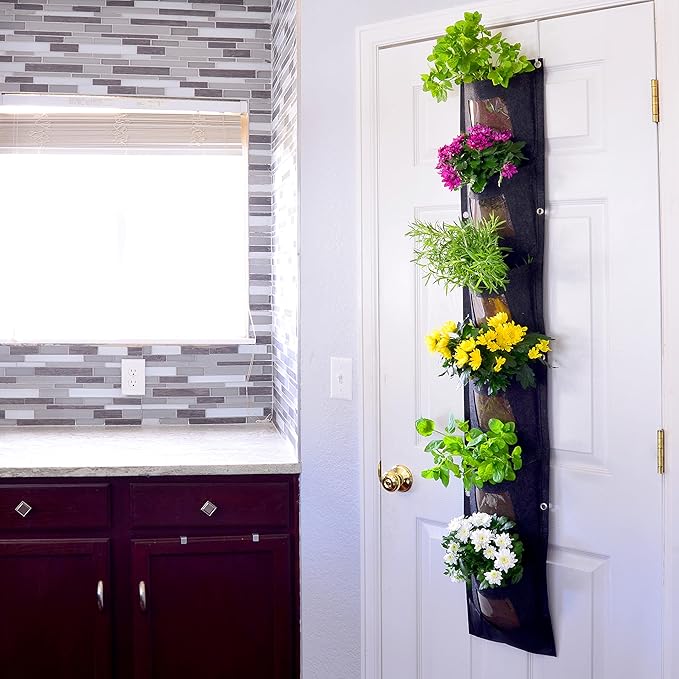 6 Pocket Vertical Grow Bag, Hanging Wall Garden Planter, Indoor Outdoor
