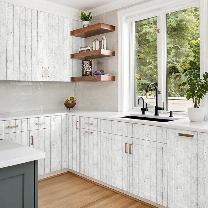 practicalWs Wood Shiplap Peel and Stick Wallpaper, Self Adhesive Faux Nature