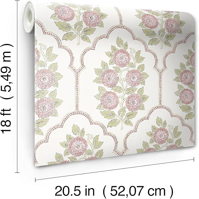 NuWallpaper x Society Social Floral Bazaar Rose Water Peel and Stick Wallpaper