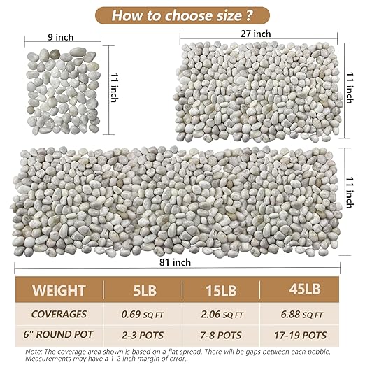 45LB White River Rocks, High Polished Pebbles, 1–2 inch Decorative Rocks for Garden Landscaping, Lava Rocks for Plants, Aquarium & Fish Tank Rocks, Outdoor Decorative Stones & Pathway Design