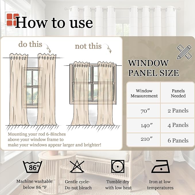 Lajode Grey Plaid Linen Blackout Curtains