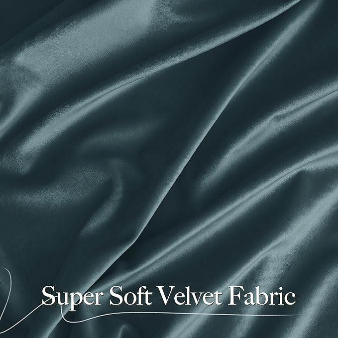 NICETOWN Greyish Blue Velvet Curtains, Luxury and Soft Thermal Insulated Velvet
