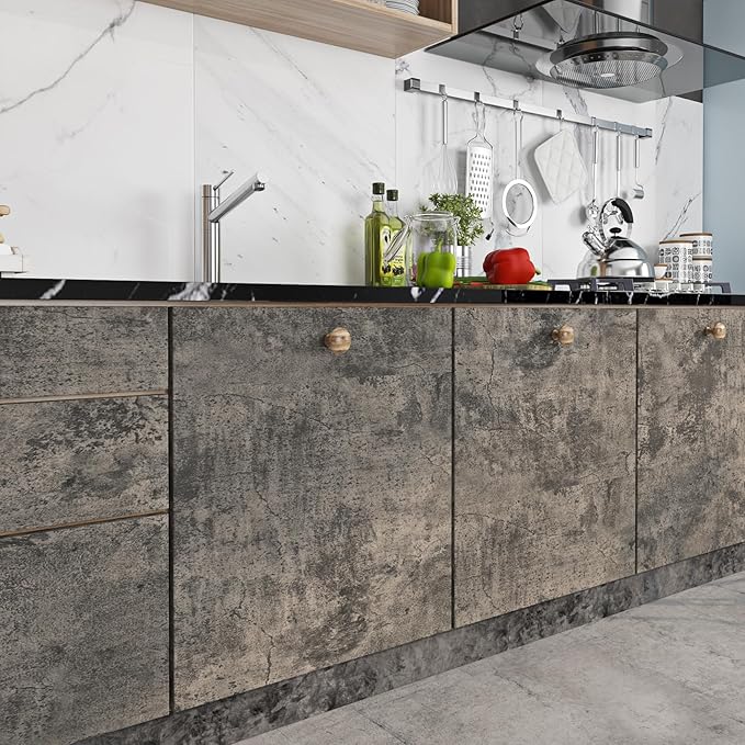Livelynine Moody Concrete Wallpaper Peel and Stick Industrial Modern Brown
