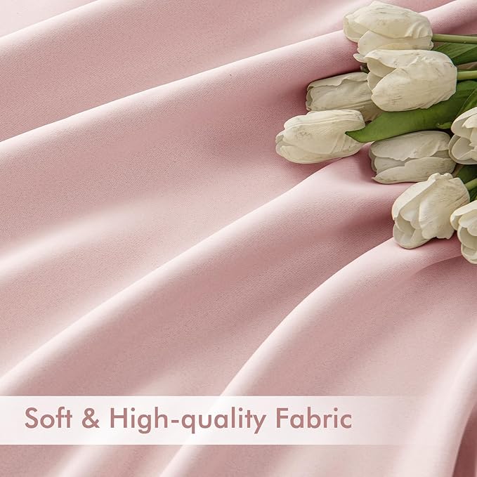 MIULEE Baby Pink Back Tab Blackout Curtains 63 Inch Length 2 Panels Set