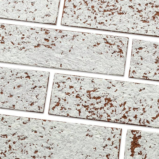 100 Whitewash Red Faux Brick Wall Tiles, 3D Thin Brick Veneers
