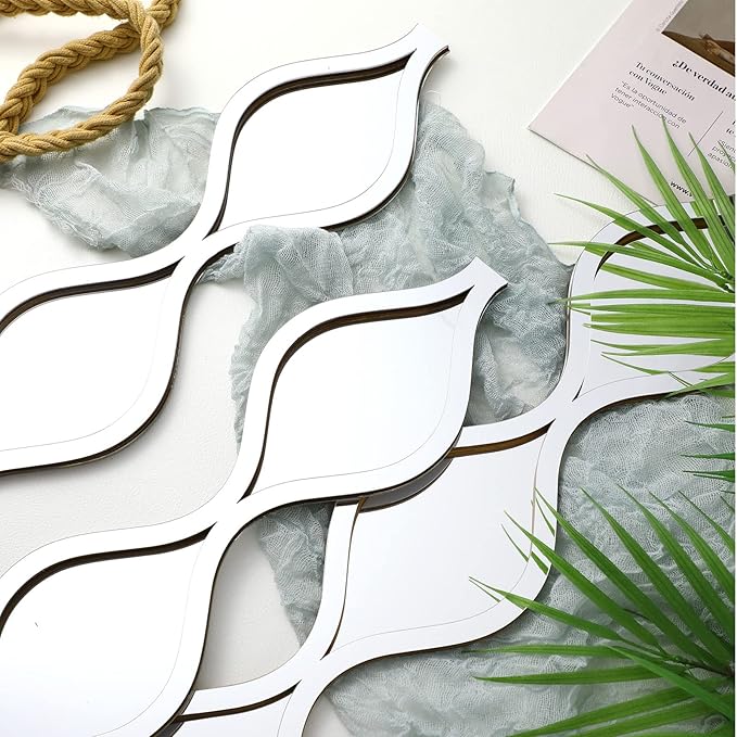 Yulejo 3 Pcs Acrylic Teardrop Mirror Wall Decor Decorative Mirror Narrow Decor