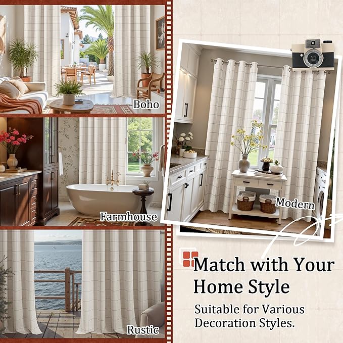 Lajode Grey Plaid Curtains Pattern Printed 90 Inches Long