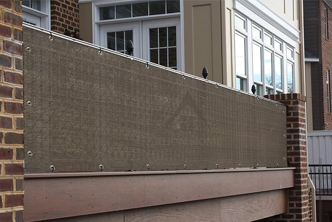 Alion Home© Elegant Privacy Screen Windscreen Mesh for Backyard Deck, Patio, Balcony, Fence, Pool, Porch, Railing. (4' X 26', Mocha Brown)
