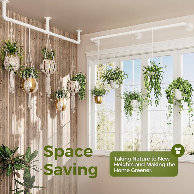 Bamworld Window Plant Hanger Indoor 63in 2PCS Hanging Planters